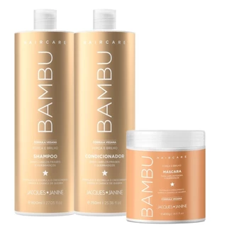 Kit Jacques Janine Hair Care Bambu Shampoo 800ml Condicionador 750ml Máscara Fortalecimento 400g