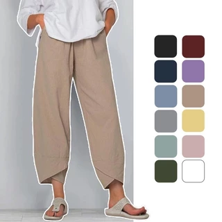 Calça De Capri Casual De Verão Fina De Algodão Fino Tulipa Cortada Lounge Yoga