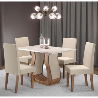 MESA DE JANTAR RETANGULAR SURE COM 4 CADEIRAS VENUS - CASA GIULIA