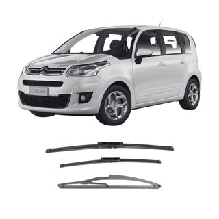 Kit 3 palhetas C3 PICASSO 2012 2013 2014 2015 2016 2017 2018 2019 2020 2021 2022 Limpador De Parabrisa Dianteiro + Trase