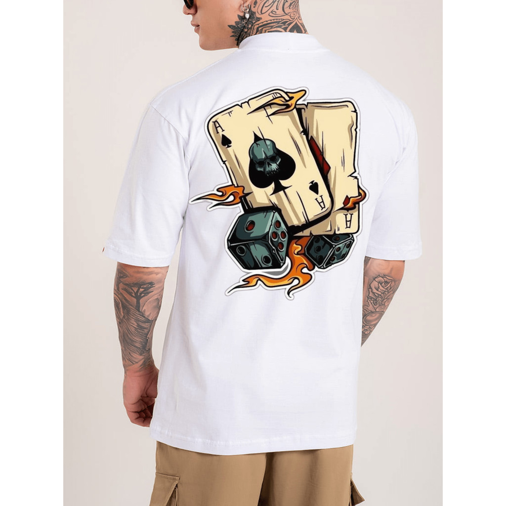Camiseta Tumbrl Skate Baralho Streetwear Camisa Oversized