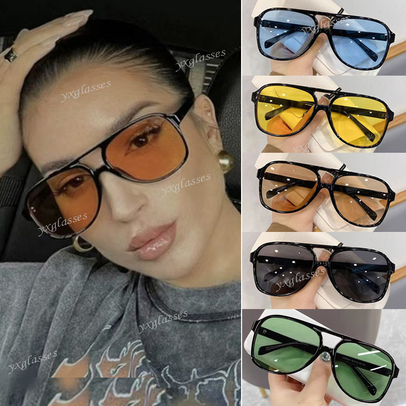 Óculos De Sol Retro Estilo Duplo Feixe De Grande Para Mulher Homem Moda Redonda Unisexo Exterior Resistência UV