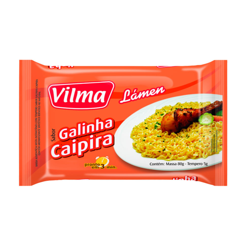 Macarrão Instantâneo Vilma Lámen Sabor Galinha Caipira 85g