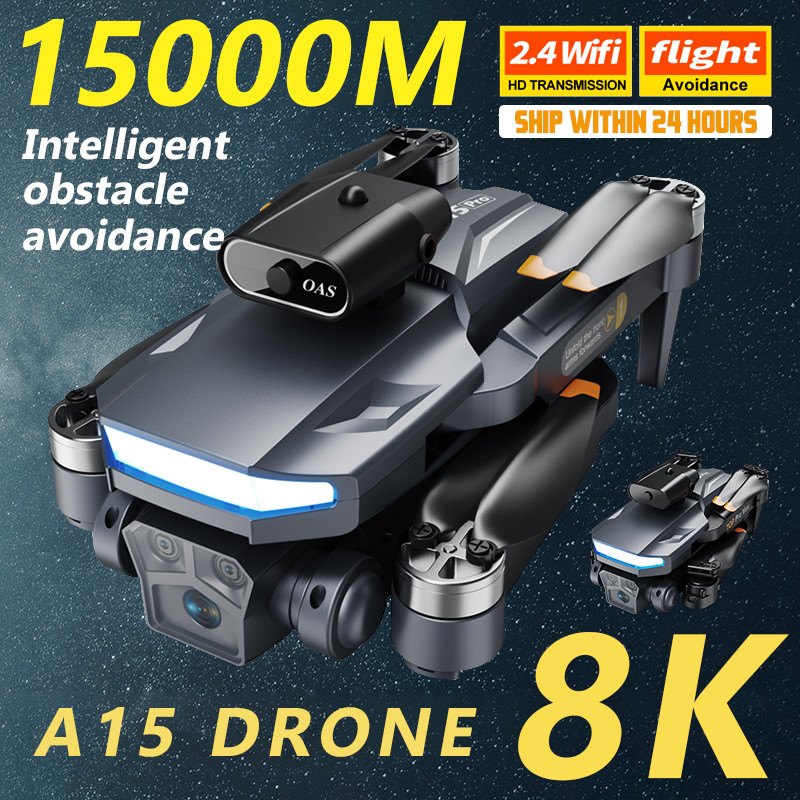 Mini Drone A15 Pro dobrável com câmera e sensor frontal