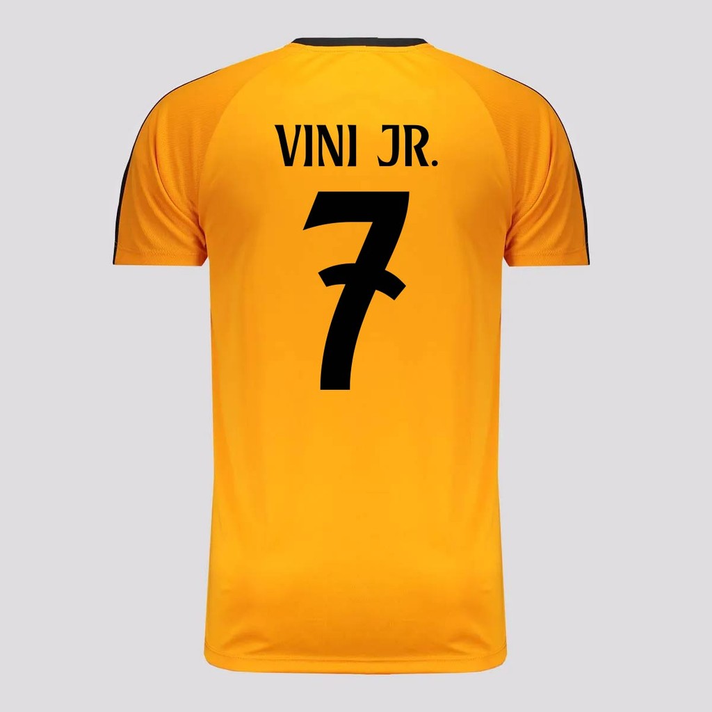 Camisa Real Madrid Vini Jr 7 Dry Fit Laranja | Shopee Brasil