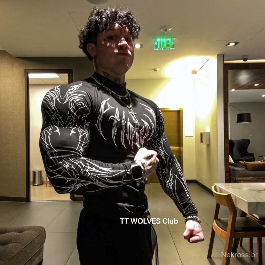 2025 Novo Estilo Gótico Unissex Ajustado Alta Elasticidade Fitness Esportes Meio Gola Alta Secagem Rápida Respirável Man