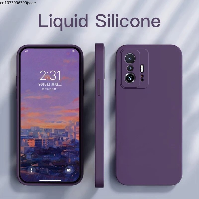 Capa De Silicone Líquido Para Telefone Xiaomi Mi11 T 11t Mi11t Pro 11 Lite 5g 12 13 14 Macia 11t Traseira