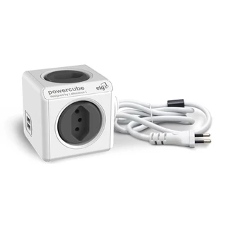Filtro de Linha PowerCube, 4 Tomadas 10A + 2 USB 2.4A, Cabo 1.5m, Bivolt, Preto/Branco, PWC-X4U, ELG