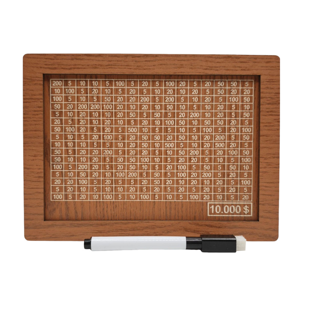 Cash Savings Box Money Storage Vintage Wooden with Counter Marker Pen Piggy Bank for Saving Coins Challenges Container
