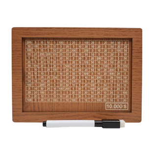 Cash Savings Box Money Storage Vintage Wooden with Counter Marker Pen Piggy Bank for Saving Coins Challenges Container