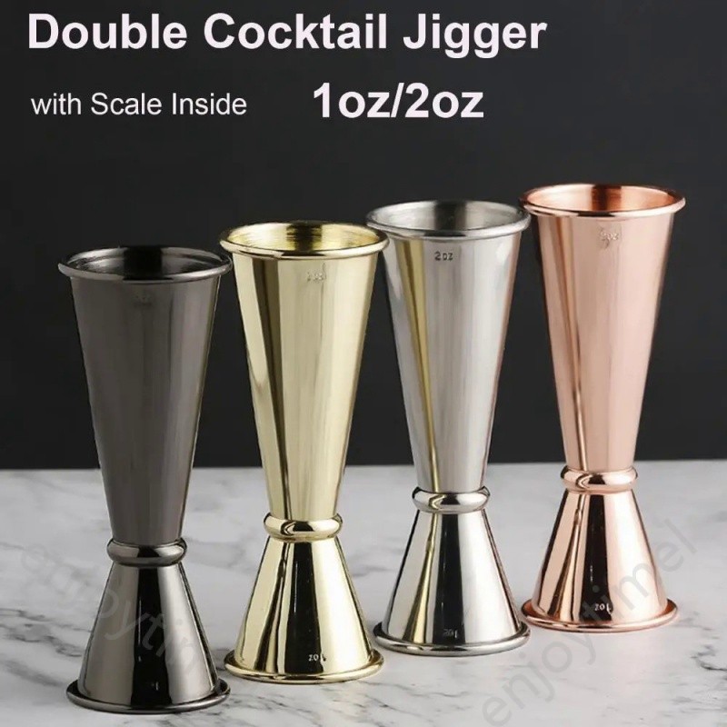1PC Duplo Cocktail Jigger Dual Design com Medições Escala Dentro De Aço Inoxidável Copo de Medição Bar Jigger Japonês