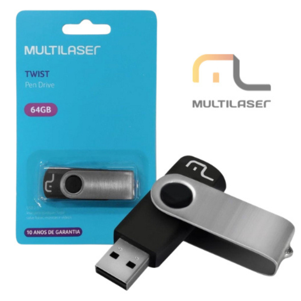 Pen Drive Twist Multilaser 64GB 32GB 16GB 8GB 4GB Original / Garantia ...
