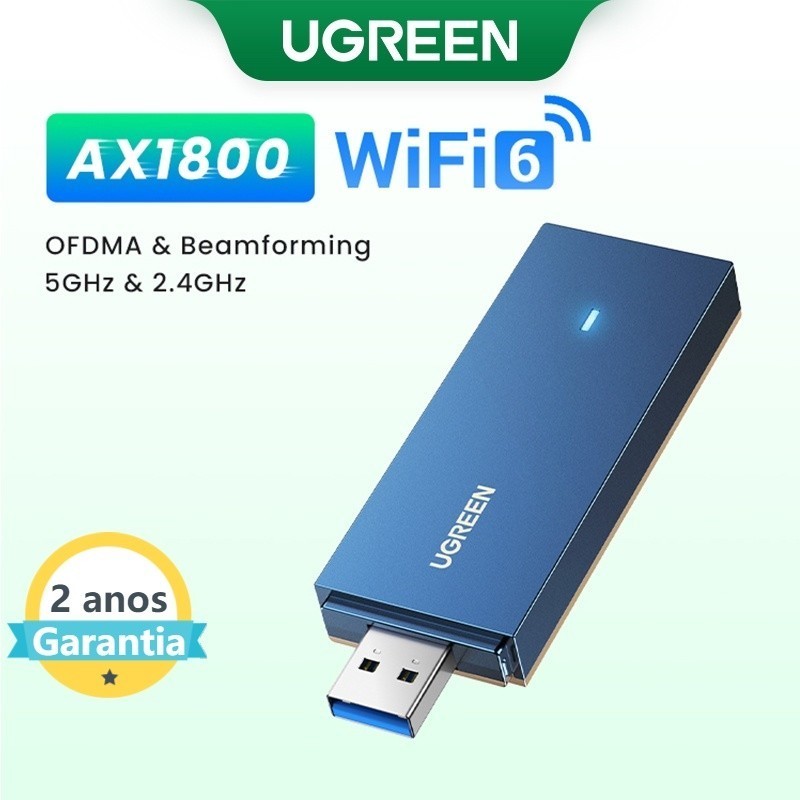 Adaptador UGREEN AX1800 Wifi WiFi6 USB3.0 5G & 2.4G Dual-band USB Para PC Antena Portátil Receptor Placa De Rede Ethernet