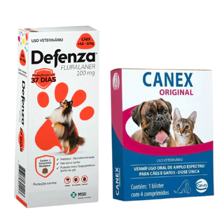 Antipugas Carrapatos Defenza 4,5 A 10 Kg Mais Vermifugo Canex