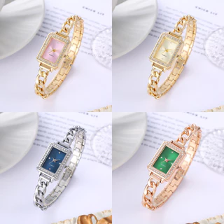 Relógio De Faixa De Aço De Luxo Feminino Square Watch Novo Conjunto De Diamantes Relógios De Discagem Pequenos