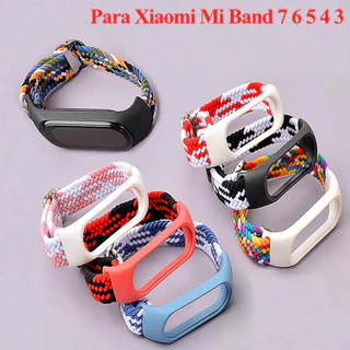 Pulseira de relógio para Smartwatch Xiaomi mi Band 7 6 5 4 3, Solo Loop de nylon trançado esportiva esticável ajustável Miband