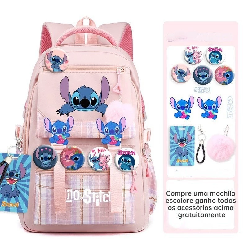 Stitch Large Capacity Children's Light mochila meninas luz mochila impermeável computador EOEC