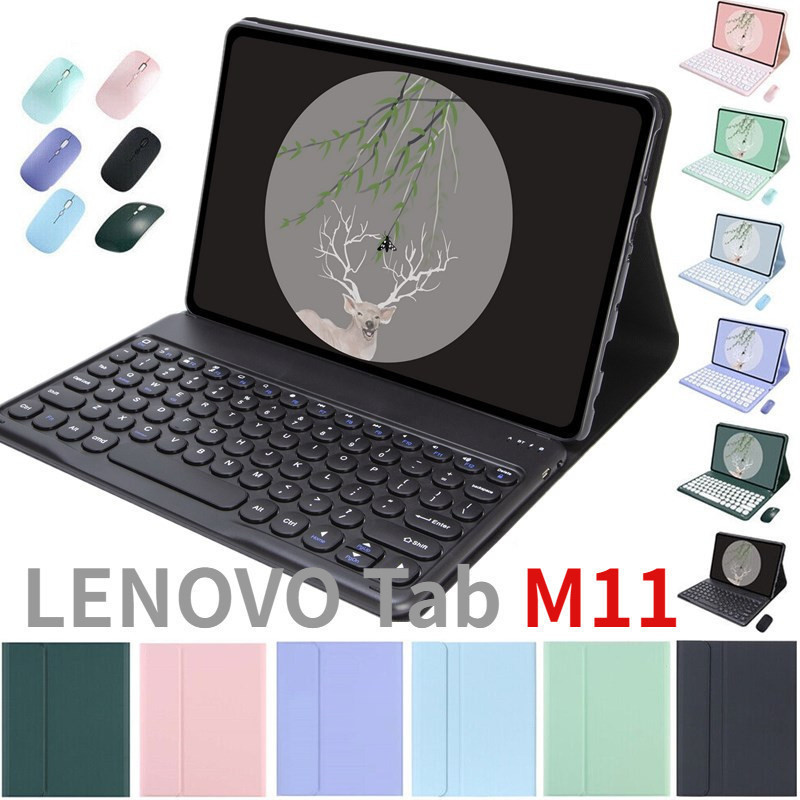 GYSDCAZ Funda De Teclado Para Lenovo Tab M11 2024 TB330 De 11 Pulgadas, Teclado Inalámbrico Retroiluminado Desmontable Con Cubierta Protectora Magnética, Mouse Recargable, Color Verde