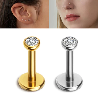 【Lomiss】Piercing Labret Ponto De Luz Titânio Zircônia | Helix, Tragus, Conch, Nariz, Boca-Medusa Nostril Brinco Piercing Orelha Trágus
