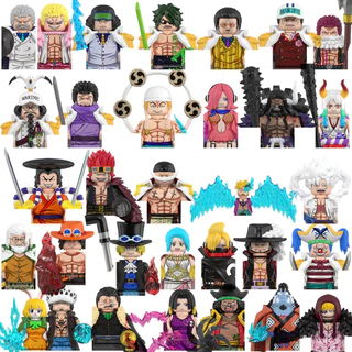 Edifício De Uma Peça Ensina Kohza Doflamingo Enel Nika Luffy Minifigures Ace Sabo Blocks Kaidou Toy