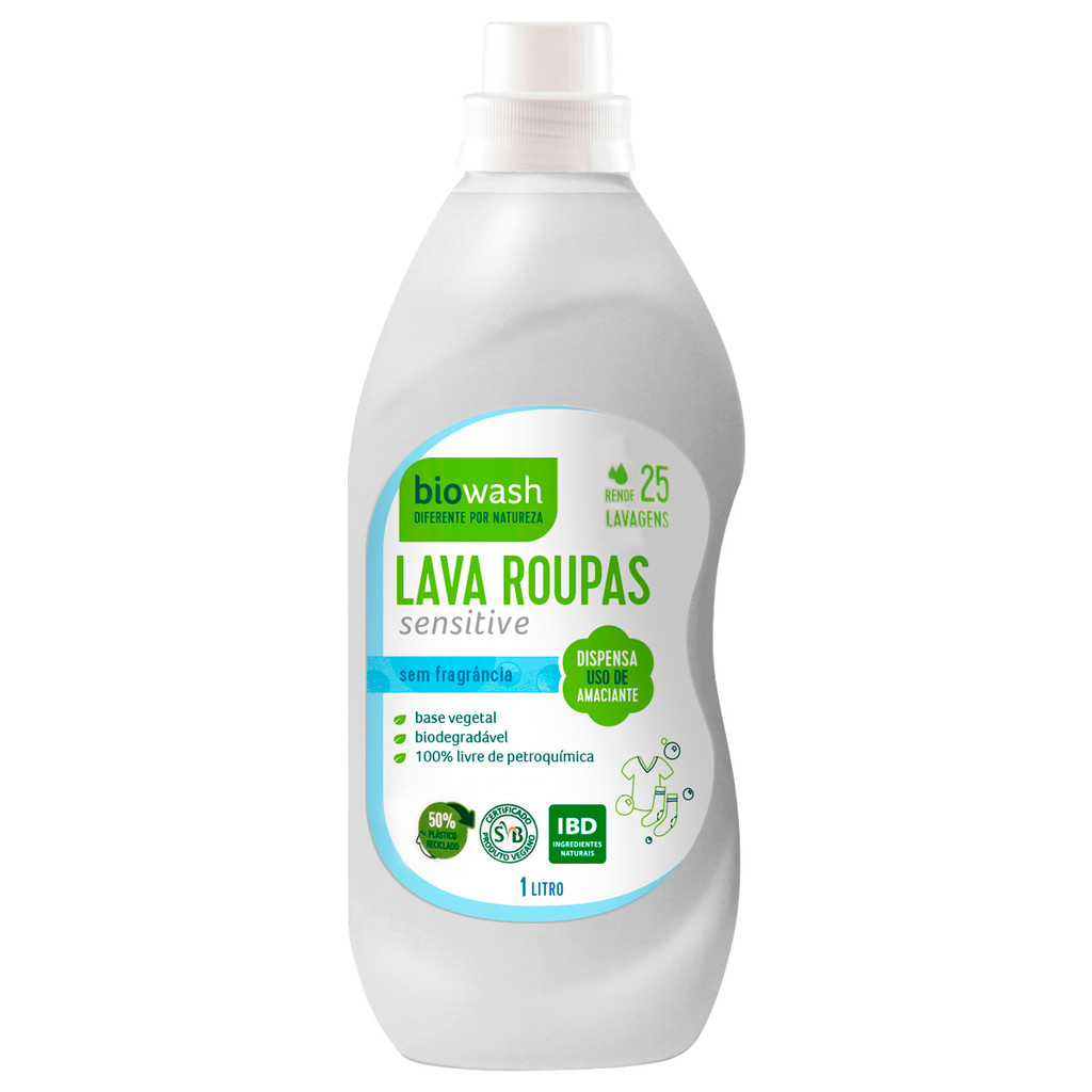 Lava Roupas Líquido Sensitive Sem Fragrância Biowash 1 Litro | Shopee ...