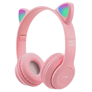 Fones de ouvido de gato com LED sem fio Bluetooth para gatinhos anjgg