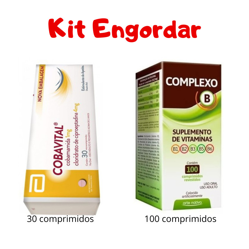 Kit Engordar Cobavital 30comp + Complexo B Para Apetite 100comp ...