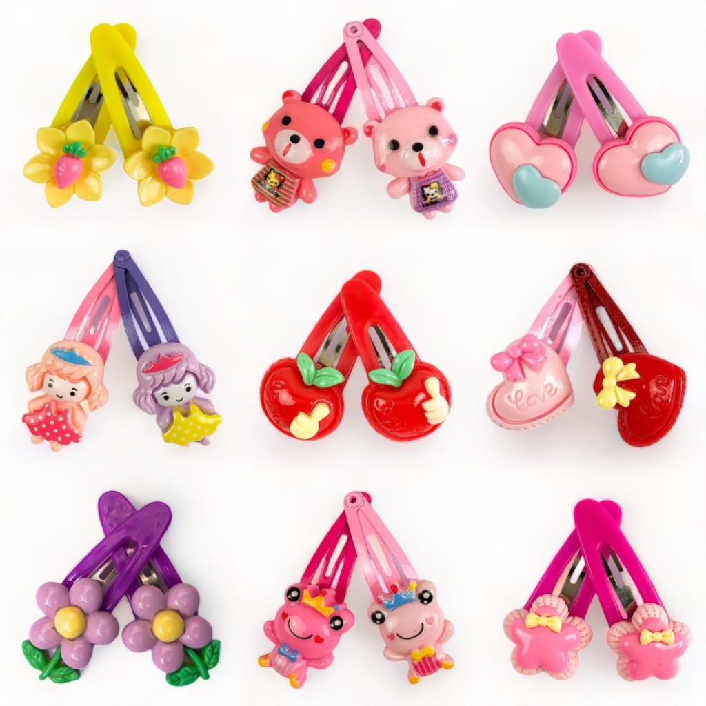 Kit 20 p s 10 pares tic tac presilha de cabelo infantil colorido
