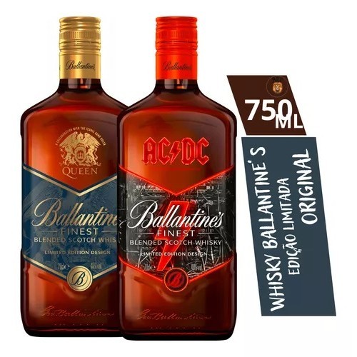 Whisky Ballantine's Finest - Edição AC/DC + Queen 750ML - Faz a Boa!