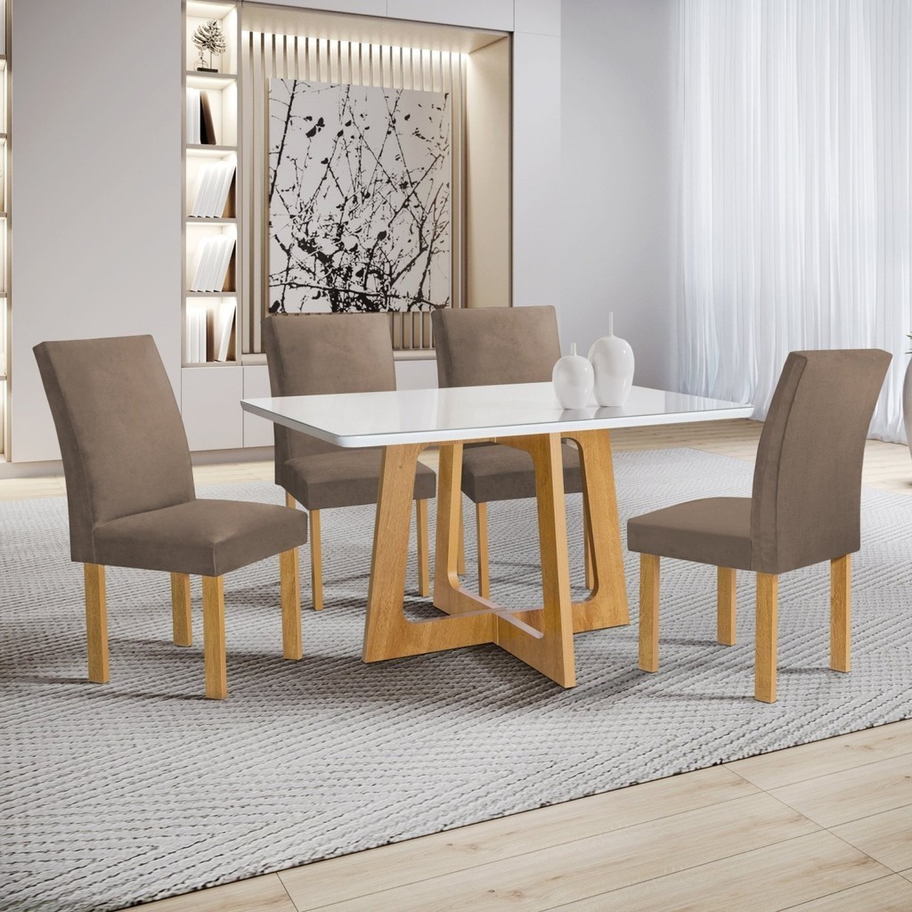 Conjunto Mesa Arizona 120cm com 4 Cadeiras Arizona Tampo Smart Plus com ...