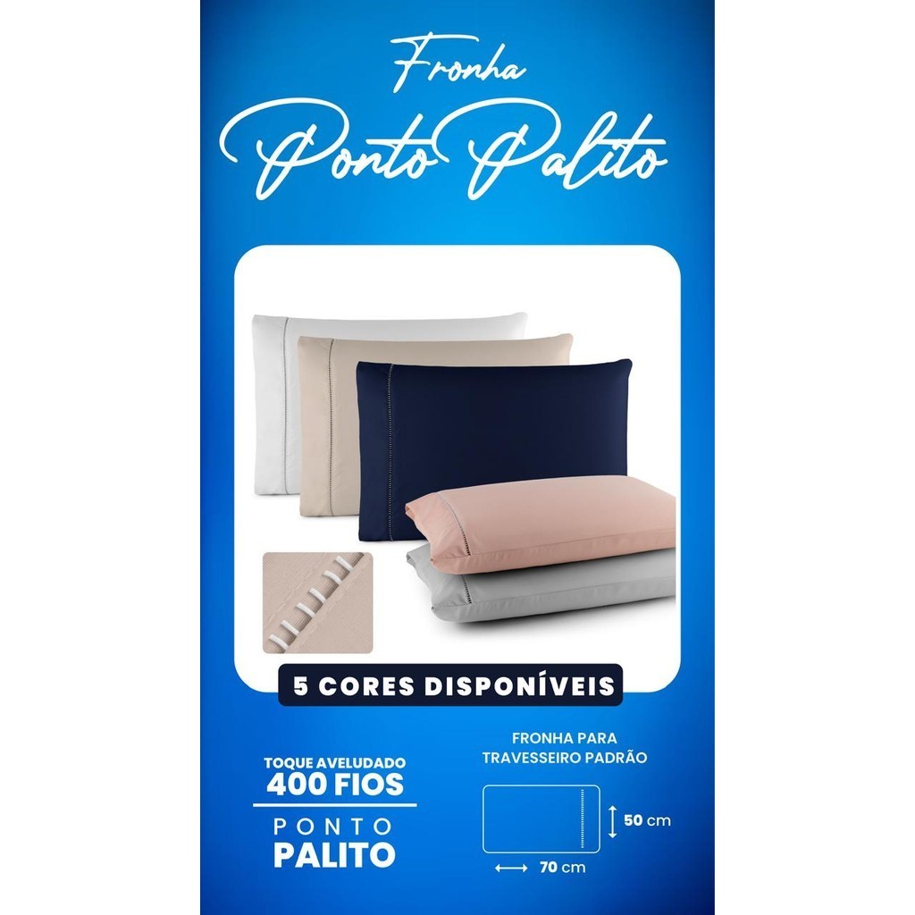 Fronha avulsa micropercal 400 fios 100%poliester