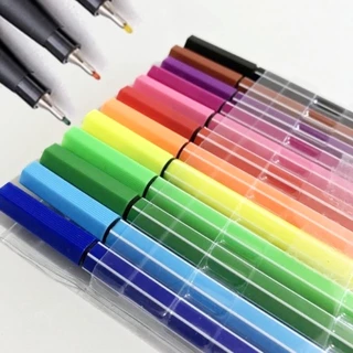 Kit 6/12/24 cores Canetas Fine Line Ponta Fina Tipo Stabilo Estampa lápis Colorido 0.4mm