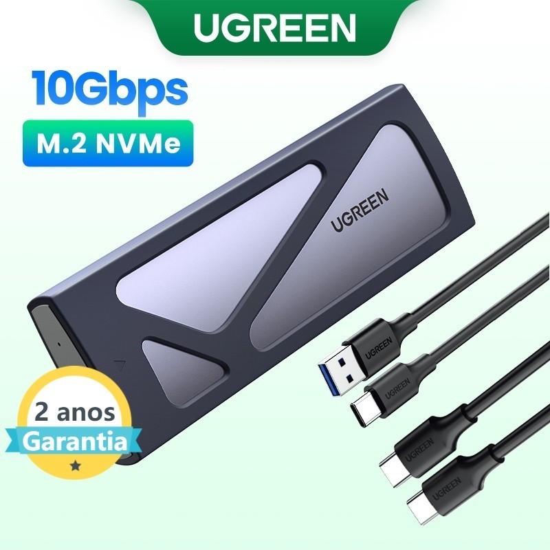 UGREEN M . 2 Caixa SSD NVMe 10Gbps USB 3.2 Externa Leitor Sem Ferramentas PCI-E C Suporta Chaves B & Tamanho 2230/2242/2260