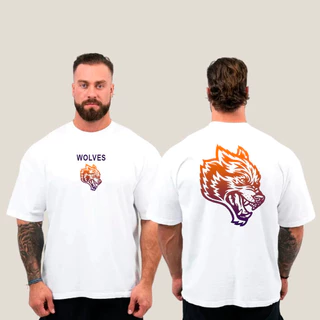 Blusa Oversized Gola Alta Wolves Larga Treino Musculação Bodybuilder Camisa Algodão Premium