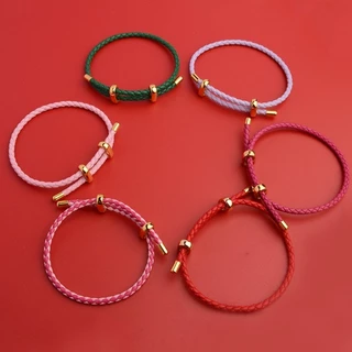 Pulseira De Pulso Com Corrente De Ajustável Cordão De Cordas De Couro Vermelho Corda Lucky Casal Simples