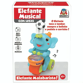 Brinquedo Elefante Musical Azul 1801 - Braskit