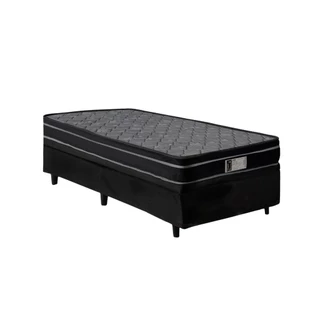 Cama Box Baú Solteiro Molas ensacadas D28 Euro Pillow Montreal Preto 88x188x62 - Sofá Casa