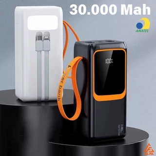 Carregador Portátil 30000Mah PD 22,5W Rápido Power Bank Com Lanterna Led