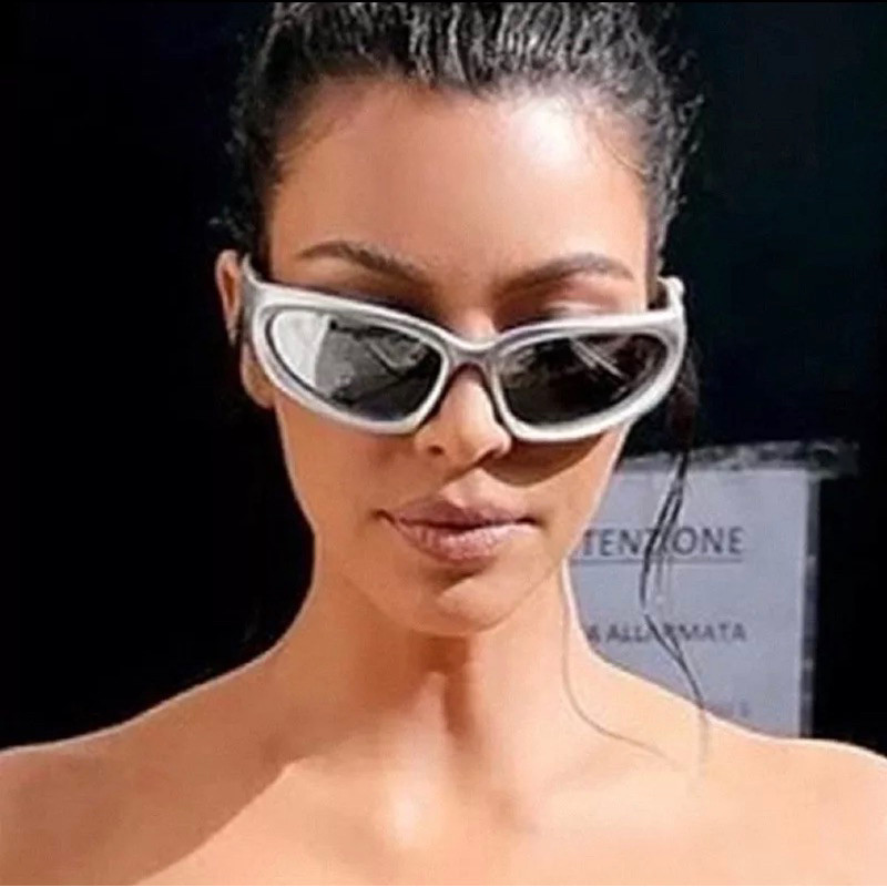 Óculos De Sol Feminino Prata Masculino Rave Baile Esporte Luxo Unissex ...