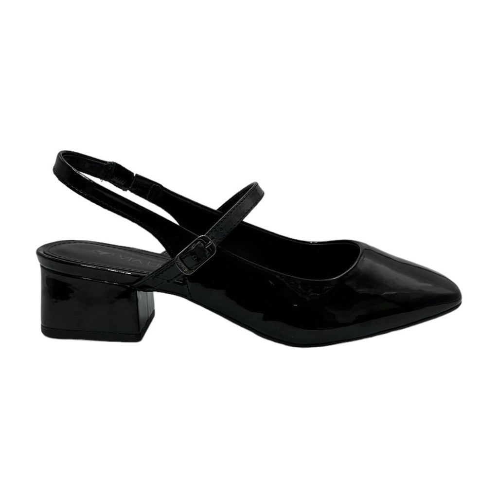 Sapato Via Uno Feminina 846007 Scarpin Salto Grosso Slingback