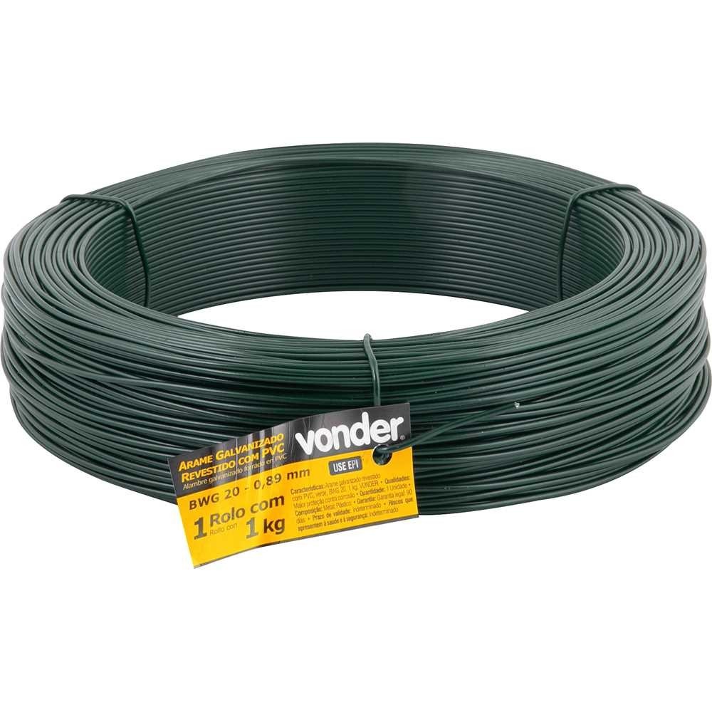 Arame revestido com PVC, verde, BWG 20, 1 kg VONDER