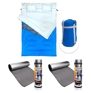 Kit Saco Dormir Kuple Casal Com Travesseiros + 2x Isolante Reflex Térmico Eva Camping - NTK em Oferta na Shopee
