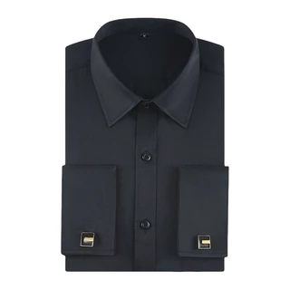 Camisa Social Resistente A Rugas Com Punho Francês Para Homens Mistura De Algodão Manga Log Slm fit Camisas Formais Casa