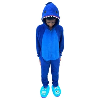 Pijama Macacão Tubarão Kigurumi Cosplay Original Infantil Juvenil