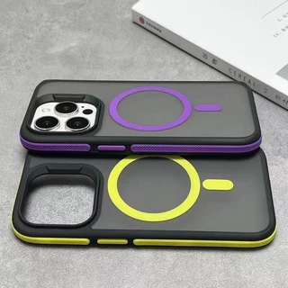 Capa Magnética Fosca 2 Em 1 Para iPhone 15 14 13 12 11 Pro Max Ultra Resistente A Impacto Magsafe