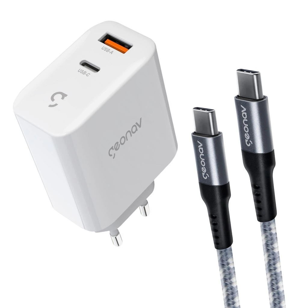Kit Carregador 65W Turbo Pd + Cabo UsbC Rápido 1,5M Geonav