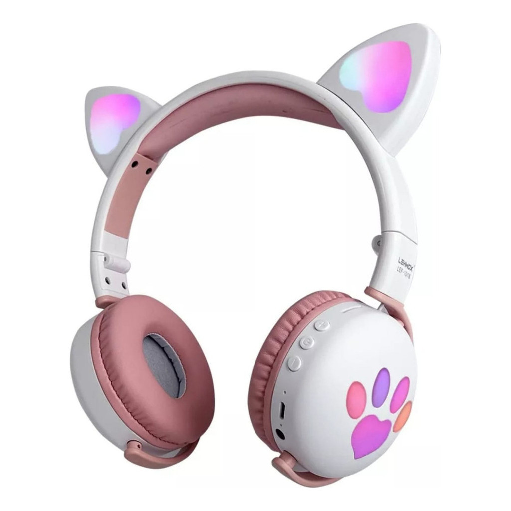 Fone De Ouvido Infantil /menina Orelha Gatinho Rosa com branco Original ...