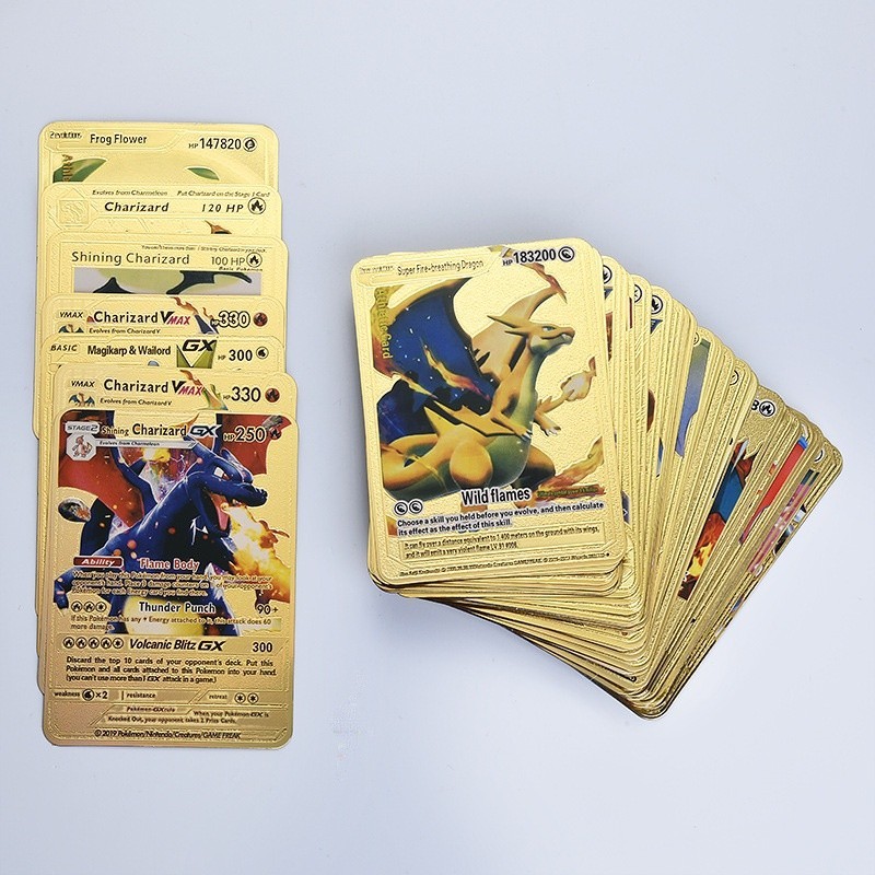 54 Peças 36 18 Cartas Gold Card Black Silver Charizard Versão Em