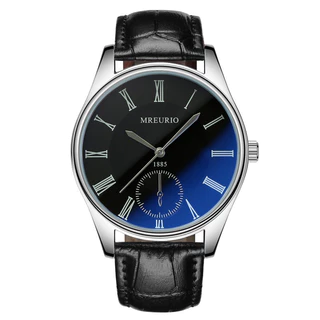Relógio Masculino Casual Relógio De Quartzo Fashion Azul Escuro Relógio De Couro Genuíno