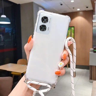 Motorola Moto G56 G86 Power Case Cordão Crossbody Alça Ajustável Corrente Colar Capa De Silicone Macio